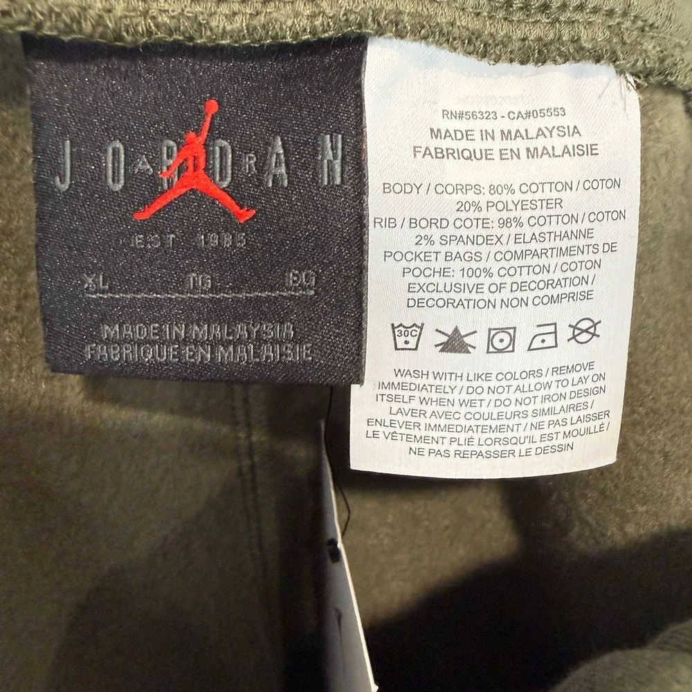 Nike Jordan Flight MVP Jogger Pants Mens XL‎ Fleece Big Logo Olive Green NEW NWT